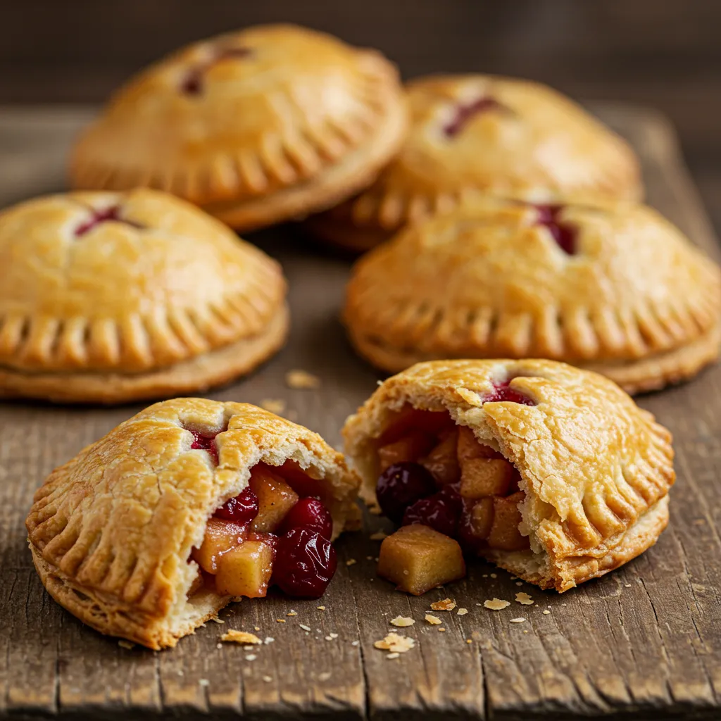 Side-by-side comparison of a golden, flaky hand pie and a beautifully decorated fruit tart, highlighting their crusts and fillings.