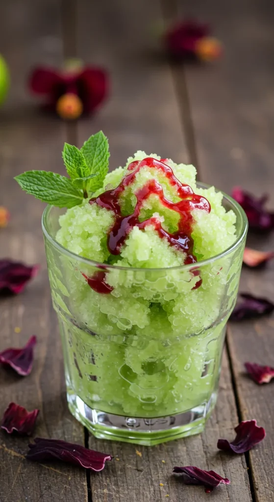 Cucumber and Melon Granita with Hibiscus Syrup Recipe