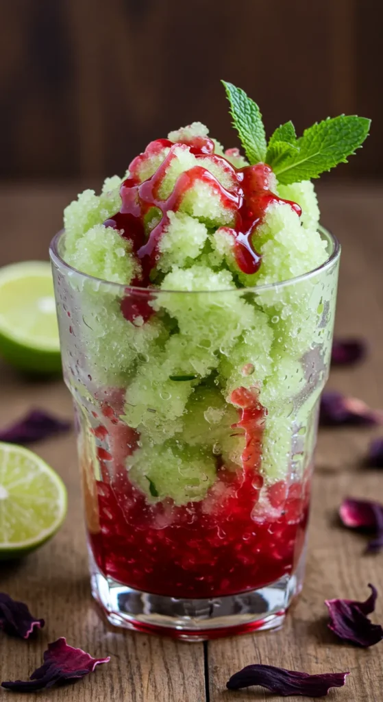 Cucumber and Melon Granita with Hibiscus Syrup Recipe