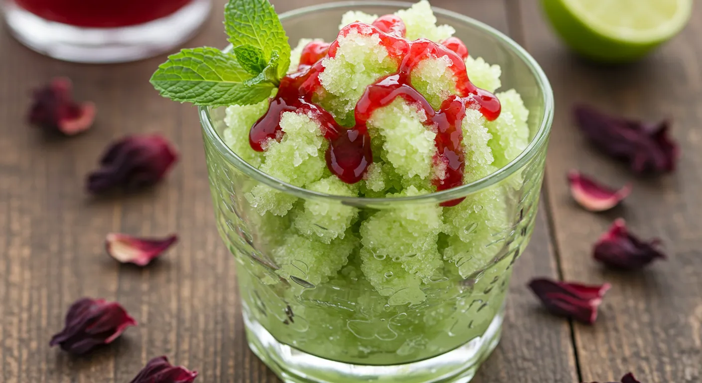 Cucumber and Melon Granita with Hibiscus Syrup Recipe