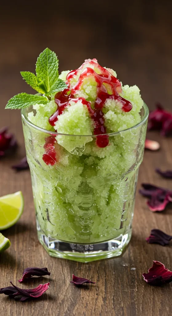 Cucumber and Melon Granita with Hibiscus Syrup Recipe