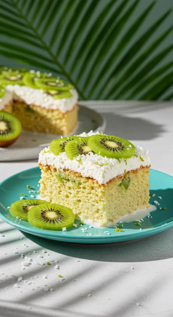 Kiwi and Coconut Tres Leches Cake with Lime Zest