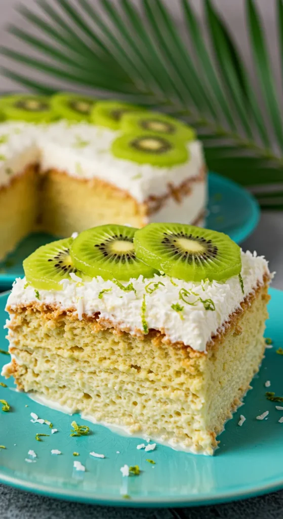 Kiwi and Coconut Tres Leches Cake with Lime Zest