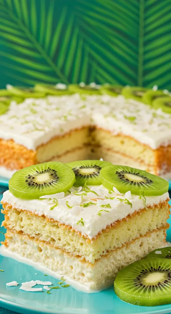 Kiwi and Coconut Tres Leches Cake with Lime Zest