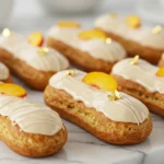 Peach and Saffron Éclairs with White Chocolate Glaze recipe